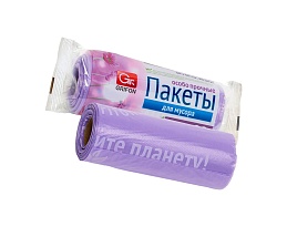 Мешки для мусора 35 л, ароматизированные, сиреневые, в рулоне 20 шт., ПНД, 12 мкм, 560х530 мм, GRIFON Полевые Цветы, 100-034 в Атырау