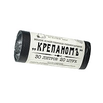 Мешки для мусора 30 л, черные, в рулоне 20 шт., ПНД, 7 мкм, 560х440 мм, Крепаномъ, 4607075710580 в Атырау
