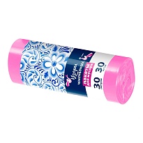 Мешки для мусора 30 л, розовые, в рулоне 30 шт., ПНД, 8 мкм, 560х480 мм, Узоры Чистоты, МУ3605 (ММЭ-30роз) в Атырау