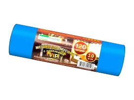 Мешки для мусора 120 л, с завязками, синие, в рулоне 10 шт., ПНД, 15 мкм, 800х750 мм, VIP, Z12010blue в Атырау