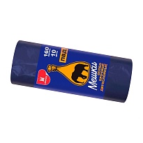 Мешки для мусора 160 л, синие, рулон 10 шт., ПВД, 35 мкм, 1100х900 мм, Уфа Пак, МВ1755 (МВ 160-10ср) в Атырау