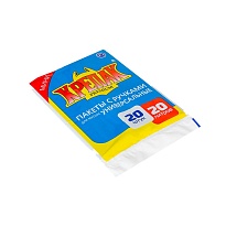 Мешки для мусора 20 л, с ручками, черные, в пачке 20 шт., ПНД, 10 мкм, 550х440 мм, Крепак, 4607075710085 в Атырау