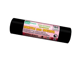 Мешки для мусора 180 л, ароматизированные, черные, в рулоне 10 шт., ПВД, 50 мкм, 1100х930 мм, EXTRA black, 18008301 в Атырау