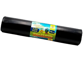 Мешки для мусора 200 л, ароматизированные, черные, в рулоне 10 шт., ПВД, 100 мкм, 1200х800 мм, Добрыня, Dob20010black в Атырау