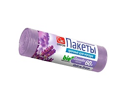 Мешки для мусора 60 л, ароматизированные, Лаванда, сиреневые, в рулоне 20 шт., ПНД, 9 мкм, 650х550 мм, GRIFON Aroma, 101-023 La в Атырау