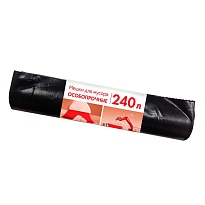 Мешки для мусора 240 л, черные, в рулоне 10 шт., ПВД 100 мкм, 1350х900 мм, Концепция Быта, 603887 в Атырау