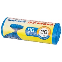 Мешки для мусора 90 л, синие, в рулоне 20 шт., ПНД, 14 мкм, 900х700 мм, LAIMA ULTRA, 607693 в Атырау