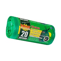 Мешки для мусора 20 л, биоразлагаемые, с ручками, черные, в рулоне 30 шт., ПНД, 10 мкм, 550х440 мм, Крепак, 4607075710047 в Атырау