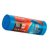 Мешки для мусора 160 л, синие, в рулоне 10 шт., ПВД, 21 мкм, 1200х870 мм, PACLAN Big&Strong, 604075 в Атырау