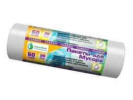 Мешки для мусора 60 л, белые, в рулоне 20 шт., ПНД, 7 мкм, 700х600 мм, MIRPACK Classik, 602052 в Атырау