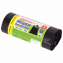 Мешки для мусора 30 л, черные, в рулоне 30 шт., ПНД, 7 мкм, 550х480 мм, Любаша, 608089 в Атырау