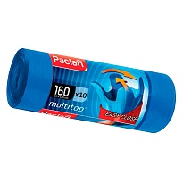 Мешки для мусора 160 л, с ушками, синие, в рулоне 10 шт., ПВД, 30 мкм, 1250х900 мм, PACLAN Multitop, 604064 в Атырау
