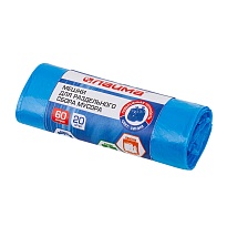 Мешки для мусора 60 л, синие, в рулоне 20 шт., ПНД, 10 мкм, 680х580 мм, LAIMA, 606703 в Атырау