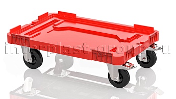 Тележка пластиковая сплошная 2 колеса с тормозом усиленная красная в Атырау Тележка пластиковая сплошная 2 колеса с тормозом усиленная красная в Атырау