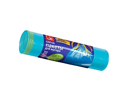 Мешки для мусора 35 л, с завязками, голубые, в рулоне 20 шт., ПНД, 12 мкм, 560х530 мм, GRIFON, 101-061 в Атырау