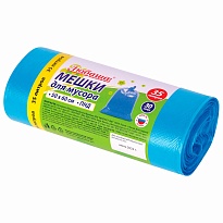Мешки для мусора 35 л, синие, в рулоне 30 шт., ПНД, 10 мкм, 600х500 мм, Любаша, 608091 в Атырау