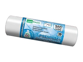Мешки для мусора 300 л, белые, в рулоне 10 шт., ПВД 70 мкм, 1400х1000 мм, PREMIUM+, 300101602 в Атырау