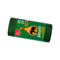 Мешки для мусора 50 л, зеленые, в рулоне 15 шт., ПВД, 24 мкм, 660х540 мм, Уфа Пак, МВ1519О (МВ 50-15ор) в Атырау