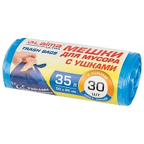 Мешки для мусора 35 л, с ушками, синие, в рулоне 30 шт., ПНД, 11 мкм, 650х500 мм, LAIMA ULTRA, 607684 в Атырау