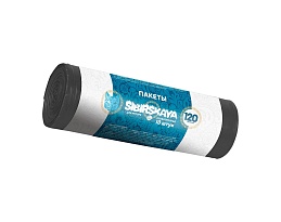 Мешки для мусора 120 л, черные, в рулоне 10 шт., ПНД, 14 мкм, 1100х700 мм, SIBIRSKAYA, 101-008 S в Атырау