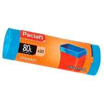 Мешки для мусора 80 л, синие, в рулоне 20 шт., ПНД, 12 мкм, 900х700 мм, PACLAN Classic, 606335 в Атырау