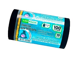 Мешки для мусора 100 л, черные, в рулоне 10 шт., ПВД, 70 мкм, 1000х600 мм, PREMIUM+, 1001076 в Атырау