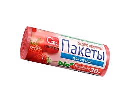 Мешки для мусора 30 л, ароматизированные, Клубника, красные, в рулоне 20 шт., ПНД, 9 мкм, 560х530 мм, GRIFON Aroma, 101-020 K в Атырау