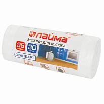 Мешки для мусора 35 л, белые, в рулоне 30 шт., ПНД, 6 мкм, 550х480 мм, LAIMA, 605538 в Атырау