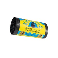 Мешки для мусора 20 л, с ушками, черные, в рулоне 30 шт., ПНД, 10 мкм, 550х440 мм, Крепакоф, 4607075710221 в Атырау