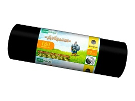 Мешки для мусора 180 л, ароматизированные, черные, в рулоне 10 шт., ПВД, 100 мкм, 1100х930 мм, Добрыня, Dob18010black в Атырау