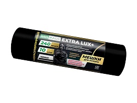 Мешки для мусора 240 л, черные, в рулоне 10 шт., ПВД 60 мкм, 1300х930 мм, EXTRA LUX+, 24010115 в Атырау