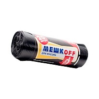 Мешки для мусора 60 л, черные, в рулоне 20 шт., ПНД, 9 мкм, 700х600 мм, МЕШКОFF, 4045 в Атырау
